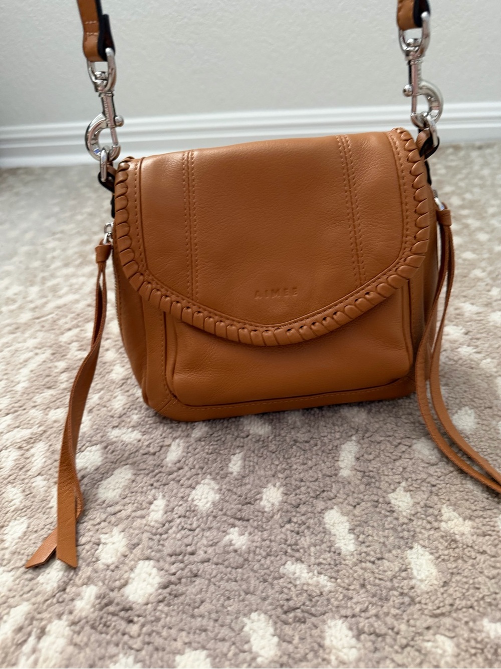 Aime Leon Dore Tan Braided-Trim Leather Crossbody